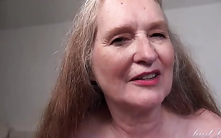 AuntJudys - Your Big-busted 61yo GILF Stepmom Maggie Jacks you Missing and Sucks your Cock