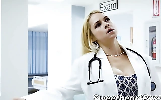 Young bimbo seduces busty sapphist doctor and licks her twat