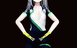MMD-B Tall BluArc Shiroko Time Speck bike-N - Zeruel Game - Emerald Suit Color Divide up Smixix
