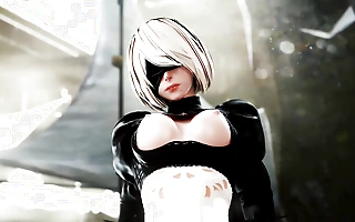 Nier Automata - 2B Riding with the addition of Creampied in Evil-minded (4K Animation with Sound)