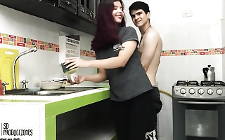 I Acquire Horny and Ask My Stepbrother to Be wild about Me thither rub-down the Kitchen - Porno thither Spanish