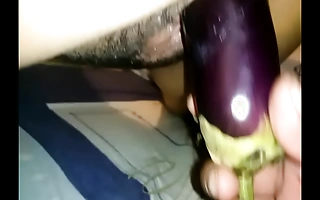 Making out my wife with a fat eggplant